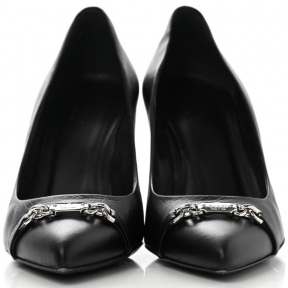 Gucci Nappa Moorea Molaita Black Mid Heel Pumps